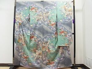  flat peace shop 1# gorgeous long-sleeved kimono phoenix branch shide ... flower writing beater dyeing gold silver . excellent article CAAB7375yc