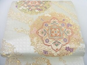 平和屋2◎六通柄袋帯　正倉院花文　金銀糸　逸品　DAAD3123sf