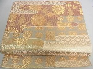 平和屋2◎六通柄袋帯　有織名物裂　金糸　逸品　DAAD0426ar