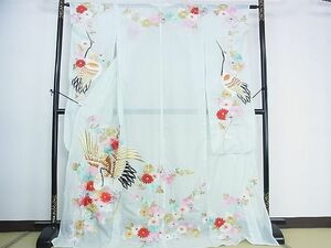  flat peace shop 2# summer thing long-sleeved kimono . total embroidery . crane flower writing gold silver thread ... kimono DAAC1886wb