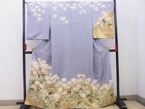 平和屋野田店■訪問着　駒刺繍　蓮の花　暈し染め　金彩　逸品　BAAD8890xi