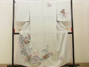 平和屋野田店■訪問着　刺繍　雲重ね籬花文　暈し染め　逸品　BAAD8920xi