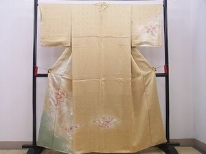 平和屋野田店■訪問着　駒刺繍　エ霞草花文　暈し染め　金彩　逸品　BAAD8869xi