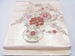 平和屋1■袋帯　総相良刺繍　陶器花文　金糸　引箔　逸品　CAAB9828hy