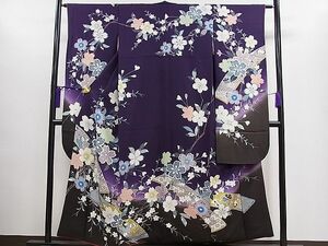  flat peace shop 1# gorgeous long-sleeved kimono tanzaku branch Sakura writing .. dyeing excellent article CAAC8025ze