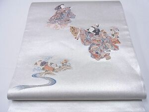 平和屋1■六通太鼓柄袋帯　童子花文　金糸　逸品　CAAB9843hy