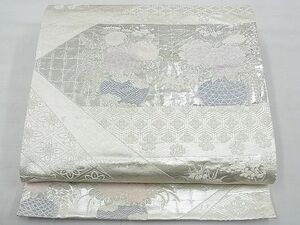 平和屋野田店◎六通柄袋帯　唐織　吉祥陶器文　プラチナ箔　逸品　BAAD7936vj