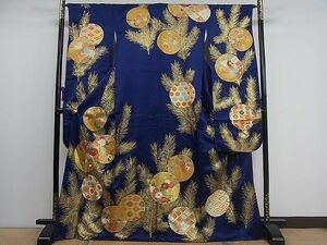  flat peace shop 1# gorgeous long-sleeved kimono piece embroidery . Hanamaru writing gold paint excellent article CAAB9468ut
