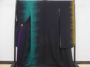  flat peace shop 1# gorgeous long-sleeved kimono . black ground Kyoto kimono .. treatment excellent article CAAB9294ev