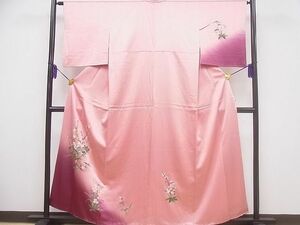 平和屋1■訪問着　枝花文　暈し染め　金彩　さが美扱い　逸品　CAAB9347ev