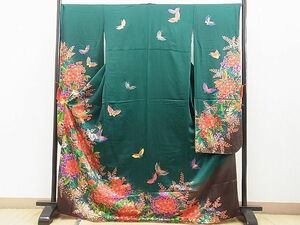  flat peace shop Noda shop # gorgeous long-sleeved kimono Mai butterfly spring flower writing gold paint excellent article BAAD7328jr