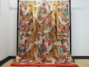  flat peace shop 1# colorful wedding kimono Japanese clothes wedding wedding bride god company . type Tang woven . crane branch plum flower writing gold silver thread excellent article CAAB8813gh