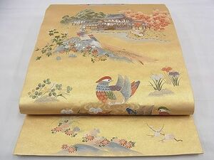 平和屋野田店■六通柄袋帯　唐織　洛南紅華絵文　本金箔　金泥箔　逸品　BAAE1005du