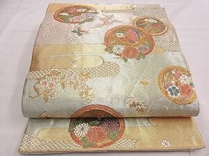 平和屋野田店◎佐賀錦　六通柄袋帯　唐織　ヱ霞花蝶丸文　金糸　逸品　BAAD2263ns