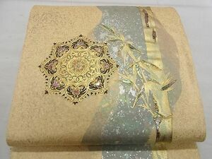  flat peace shop 1# double-woven obi mother-of-pearl regular ... bamboo writing gold silver ... excellent article CAAB5984yk