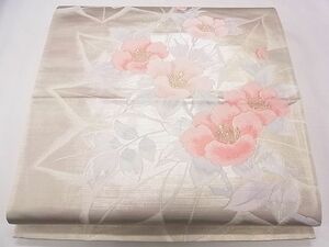 平和屋1◎六通柄袋帯　枝花文　金銀糸　やまとオリジナル　逸品　CAAD0791eg