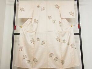 平和屋野田店■上質な小紋　単衣　地紙花文　着丈150cm　裄丈61.5cm　正絹　逸品　B-np4431