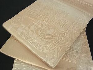 平和屋野田店■六通柄袋帯　ふくれ織　壁画文様　金糸　逸品　ox0409