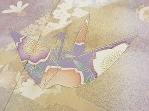 平和屋野田店■訪問着　折り鶴　玩具文様　たたき染め　暈し染め　金彩　逸品　fe3298