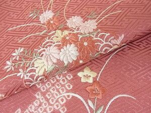 平和屋野田店■訪問着　刺繍　絞り　流水草花文　やまと誂製　逸品　ob2232