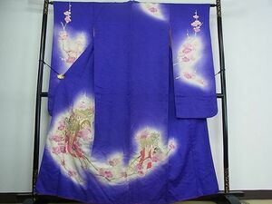 平和屋野田店■豪華振袖　駒刺繍　御所車花文　暈し染め　金銀糸　逸品　we1090