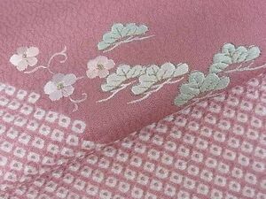 平和屋野田店■伝統工芸　中村影男　色留訪問着　刺繍　絞り　花唐草文　金彩　逸品　ar3432