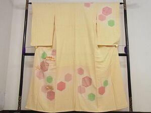 平和屋野田店■訪問着　駒刺繍　亀甲吉祥楓松文　暈し染め　金彩　逸品　yyy2101