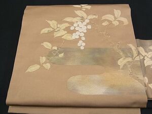 平和屋野田店■九寸名古屋帯　南天文　金糸　逸品　ga1404