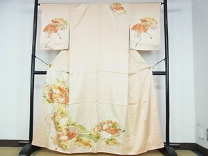 平和屋野田店■訪問着　駒刺繍　吉祥扇面花文　金彩　逸品　op4689