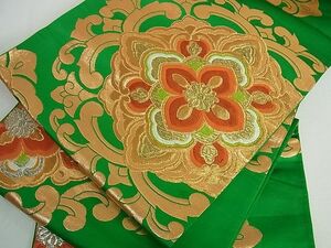 平和屋野田店■六通柄袋帯　正倉院花文　金糸　逸品　cm2568