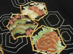 平和屋野田店■豪華黒留袖　駒刺繍　総刺繍　亀甲吉祥花文　逸品　ma2103