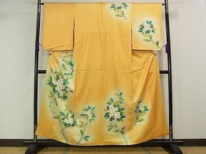 平和屋野田店■訪問着　刺繍　枝花文　暈し染め　金彩　逸品　ch1862