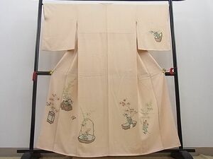 平和屋野田店■訪問着　手描き　刺繍　吉祥花籠文　逸品　n-mz5212