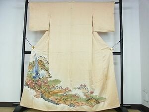 平和屋野田店■豪華色留袖　刺繍　吉祥花鳥文　暈し染め　金糸　逸品　op4704