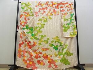 平和屋野田店■豪華振袖　駒刺繍　菊楓文　金彩　逸品　n-kv1595