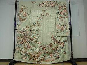 平和屋野田店■豪華振袖　刺繍　桐草花文　銀彩　逸品　vf4072