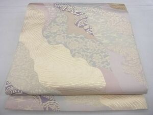 平和屋野田店■六通柄袋帯　流水花唐草文　金糸　逸品　n-qw0528