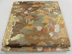 平和屋野田店■六通柄袋帯　唐織　絵蒔錦　金糸　逸品　ap5545