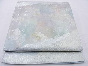 平和屋野田店■六通柄袋帯　吉祥花鳥文　金銀糸　三越扱い　逸品　n-cw0350