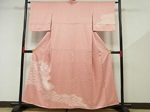 平和屋野田店■訪問着　絞り　刺繍　花鏡裏文　着丈156.5cm　裄丈63cm　正絹　逸品　B-np9678