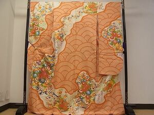 平和屋野田店■豪華振袖　駒刺&#32353;　絞り　花車文　金彩　逸品　vf7283