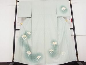 平和屋野田店■訪問着　刺繍　舞花文　暈し染め　金彩　着丈160cm　裄丈64cm　正絹　逸品　A-zi6248