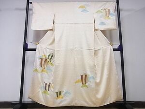 平和屋野田店■訪問着　駒刺繍　帆掛船　金銀彩　着丈156.5cm　裄丈65cm　正絹　逸品　B-zg6008