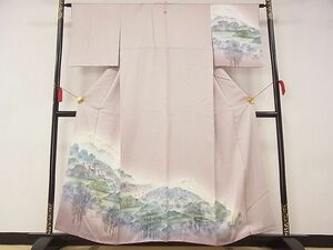 平和屋野田店■訪問着　風景文　暈し染め　金彩　着丈157cm　裄丈63.5cm　正絹　逸品　A-ta5249