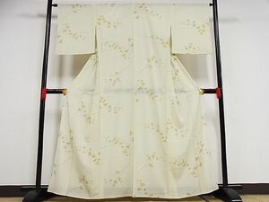 平和屋野田店■夏物　小紋　絽縮緬　朝顔　着丈159.5cm　裄丈65cm　洗える着物　B-ph6573