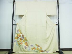 平和屋野田店■豪華色留袖　駒刺繍　菊桐文　金彩　逸品　op4911