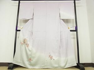 平和屋野田店■訪問着　刺繍　人物風景花蝶文　暈し染め　着丈163.5cm　裄丈66.5cm　正絹　逸品　B-dk4656