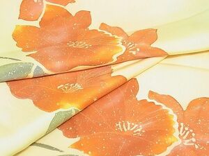 平和屋野田店■上質な小紋　草花文　暈し染め　着丈162cm　裄丈66cm　正絹　逸品　B-dk4484