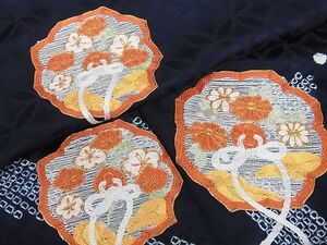 平和屋野田店■訪問着　駒刺繍　絞り　鏡裏文　着丈162cm　裄丈64cm　正絹　逸品　A-zi4301