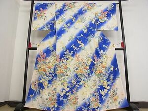 平和屋野田店■訪問着　駒刺繍　鳳凰草花文　暈し染め　金彩　着丈165.5cm　裄丈64cm　正絹　逸品　B-ey3106